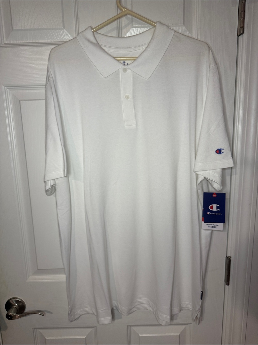 Champion Men’s White Polo Shirt with Sleeve Logo